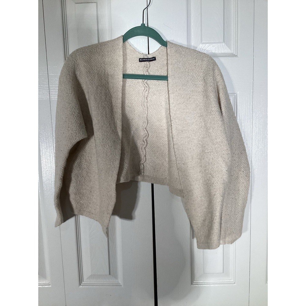 Brandy Melville Cream Knit Shrug Sweater Open Front 3/4 Sleeve cropped comfy OS